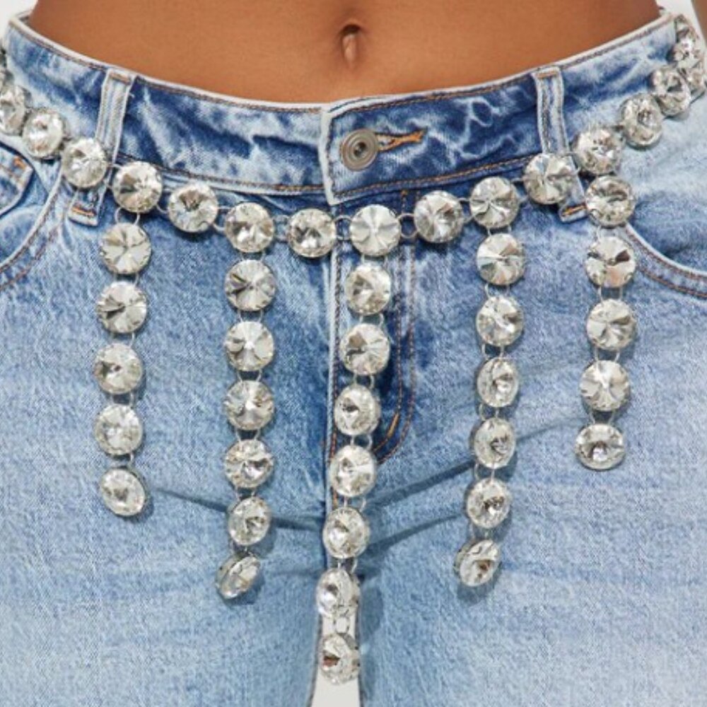 #1. Rhinestone💎Chain Belt💎Silver💎NWT - Picture 2 of 3